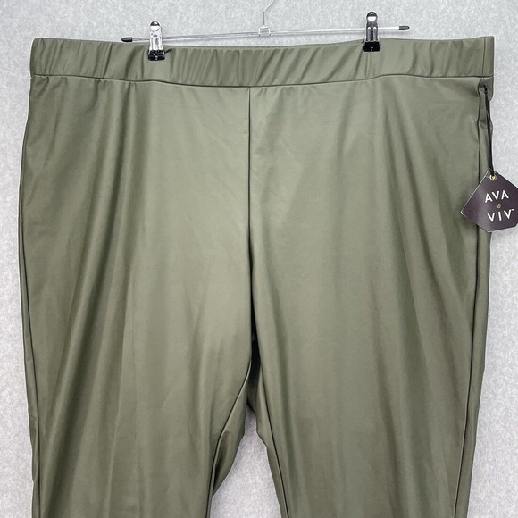 Ava & Viv Womens Sz 4X Plus Green Faux Leather Legging Pull On Pants Stretch NWT - Picture 3 of 11